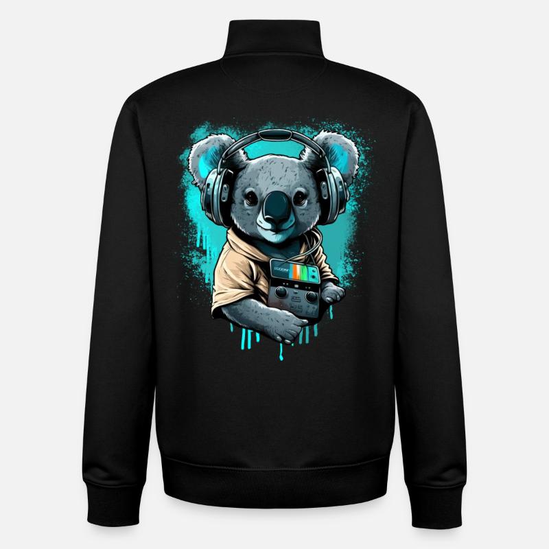 koala mit Kopfhörern und Walkman - Unisex Organic Zip Sweatshirt von Stanley/Stella - Schwarz