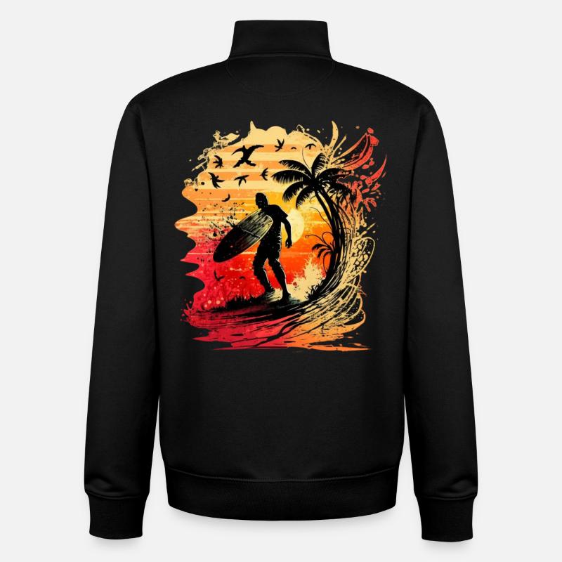 Cooler Surfer im ersten Morgenlicht - Unisex Organic Zip Sweatshirt von Stanley/Stella - Schwarz