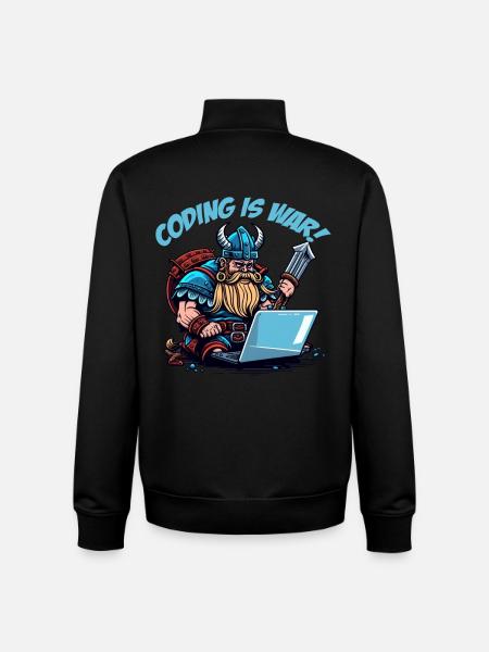 "Coding is war" Vikings - Unisex Organic Zip Sweatshirt by Stanley/Stella - black