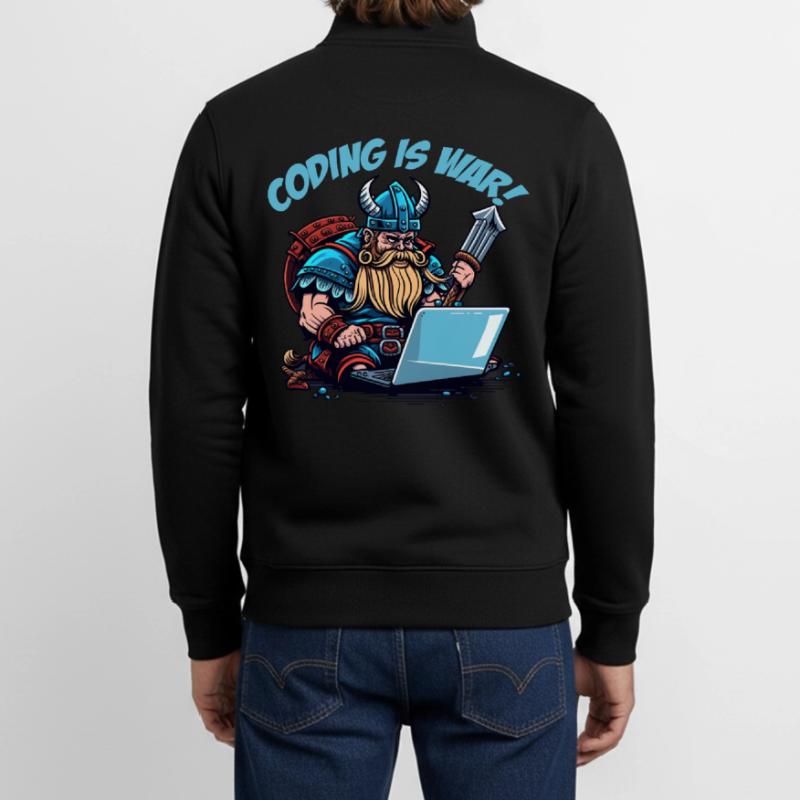 "Coding is war" Vikings Unisex Organic Zip Sweatshirt by Stanley/Stella