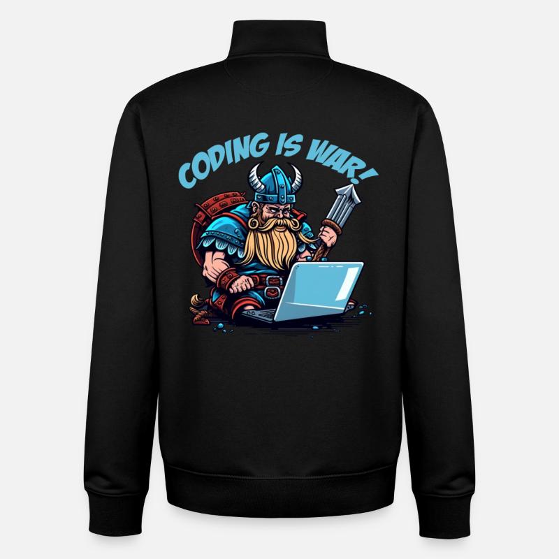 "Coding is war" Wikinger - Unisex Organic Zip Sweatshirt von Stanley/Stella - Schwarz