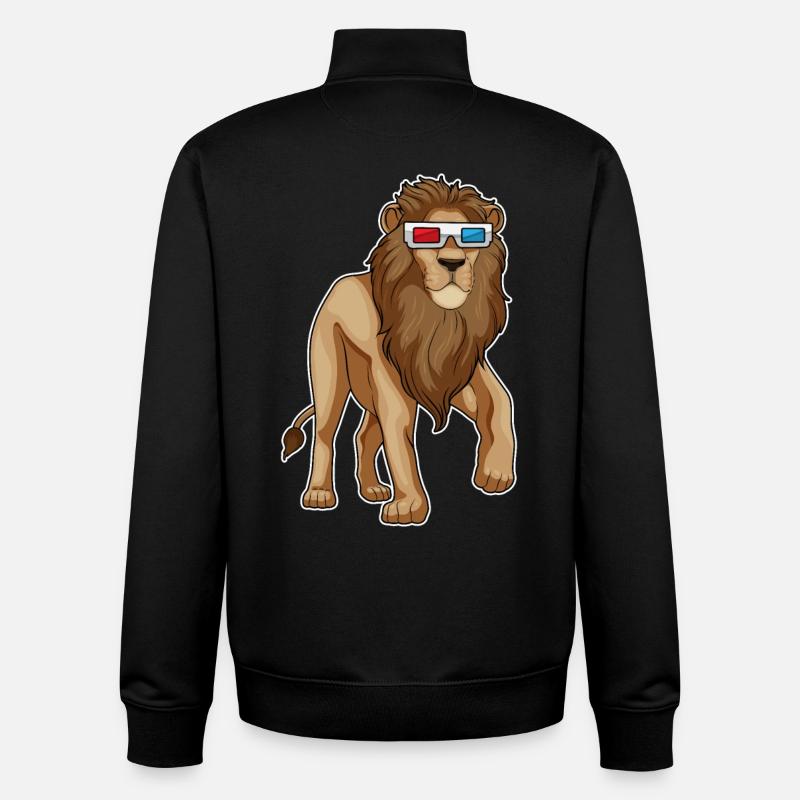 Löwe Brille - Unisex Organic Zip Sweatshirt von Stanley/Stella - Schwarz