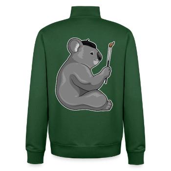 Koala Painter Brush Painting - Unisex Organic Zip Sweatshirt by Stanley/Stella - bottle green - Back - AI Model Male 185 dark (185cm)