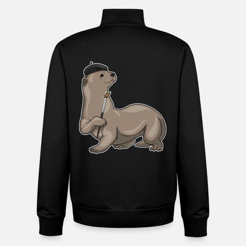 Pinceau Otter - Sweat zippé unisexe en coton bio Stanley/Stella - noir