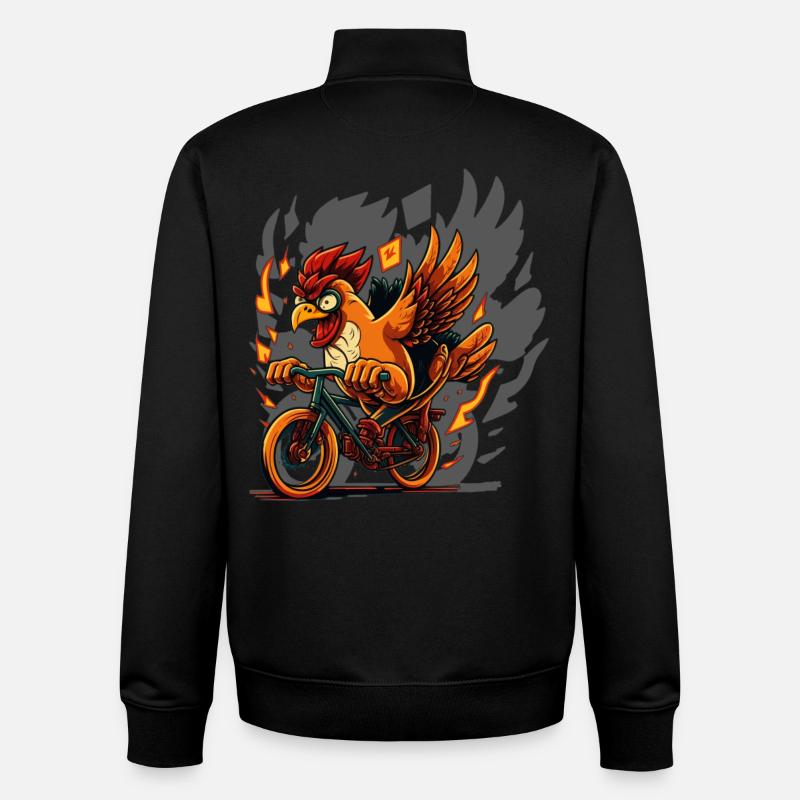 Poulet à vélo - Sweat zippé unisexe en coton bio Stanley/Stella - noir