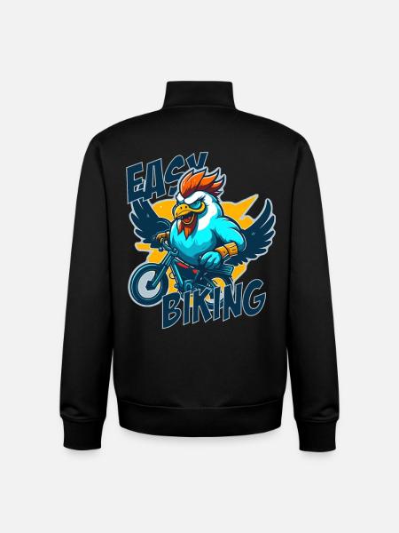 Rooster with bicycle and lettering - Unisex Organic Zip Sweatshirt by Stanley/Stella - black