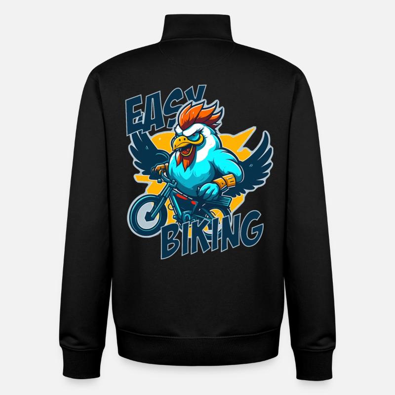 Coq avec vélo et lettrage - Sweat zippé unisexe en coton bio Stanley/Stella - noir