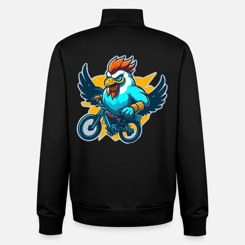 Coq avec vélo - Sweat zippé unisexe en coton bio Stanley/Stella - noir