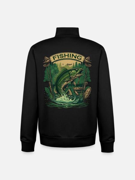 Big fish on the hook - Unisex Organic Zip Sweatshirt by Stanley/Stella - black