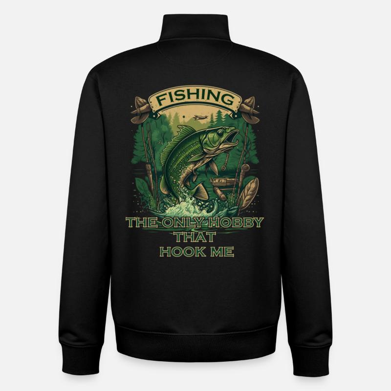 Big fish on the hook - Unisex Organic Zip Sweatshirt by Stanley/Stella - black