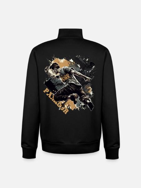 Parkour runners with lettering - Unisex Organic Zip Sweatshirt by Stanley/Stella - black
