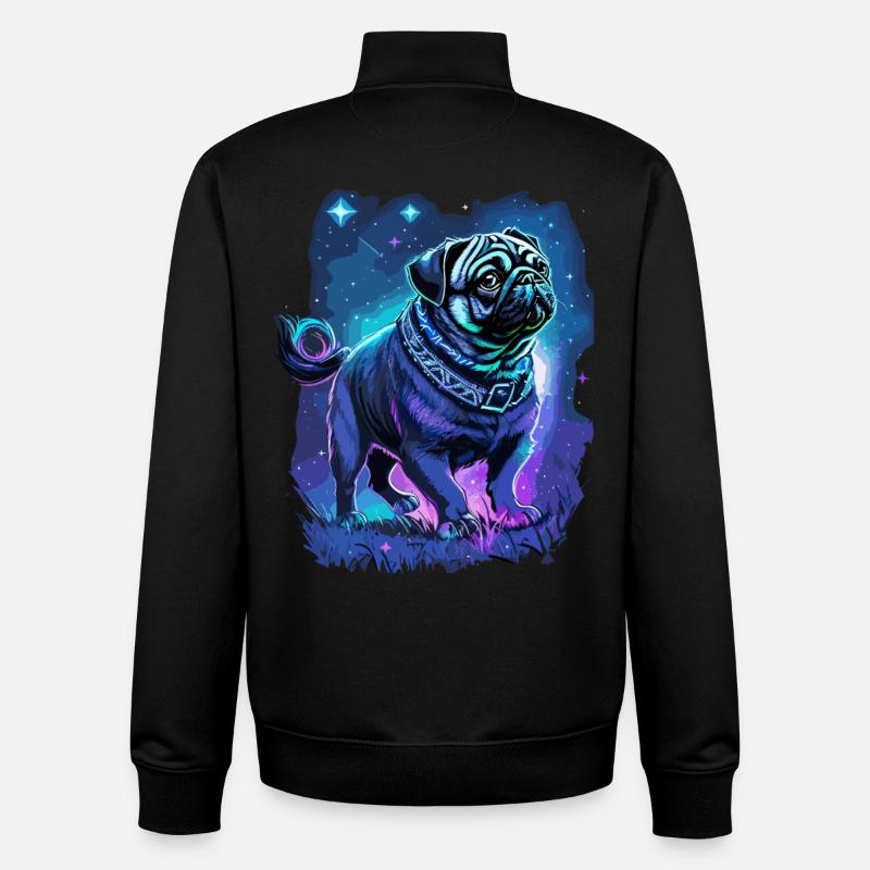 Mops Hund Mitternachtszauber - Unisex Organic Zip Sweatshirt von Stanley/Stella - Schwarz