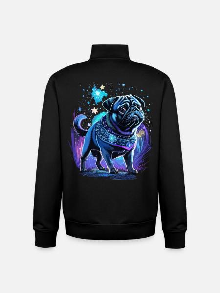 Midnight Magic Pug Dog - Unisex Organic Zip Sweatshirt by Stanley/Stella - black