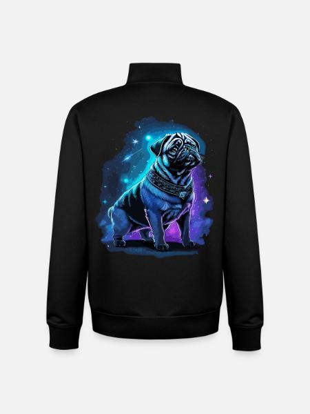 Neon Pug Dog Midnight Magic - Unisex Organic Zip Sweatshirt by Stanley/Stella - black
