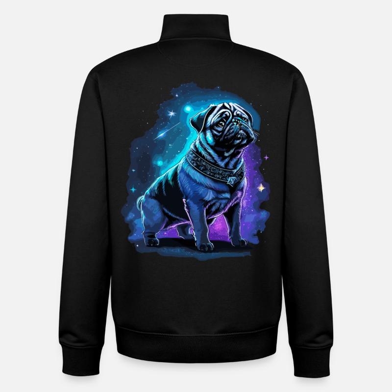 Neon Carlin Chien Minuit Magique - Sweat zippé unisexe en coton bio Stanley/Stella - noir