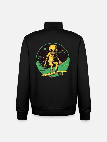 Alien sur skateboard - Sweat zippé unisexe en coton bio Stanley/Stella - noir