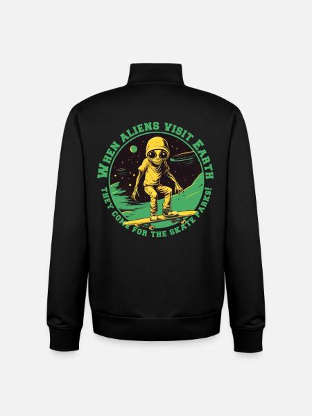 Skaterals dans l’espace avec lettrage - Sweat zippé unisexe en coton bio Stanley/Stella - noir
