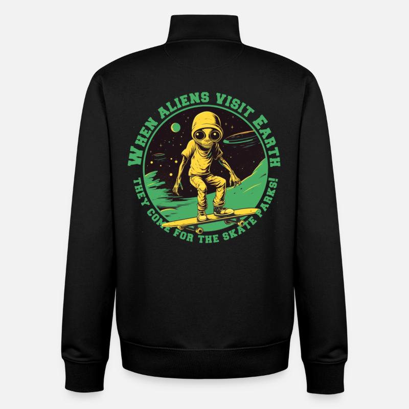 Skaterals dans l’espace avec lettrage - Sweat zippé unisexe en coton bio Stanley/Stella - noir