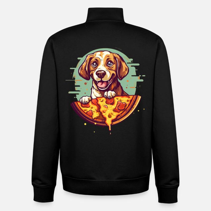 Chien avec pizza - Sweat zippé unisexe en coton bio Stanley/Stella - noir