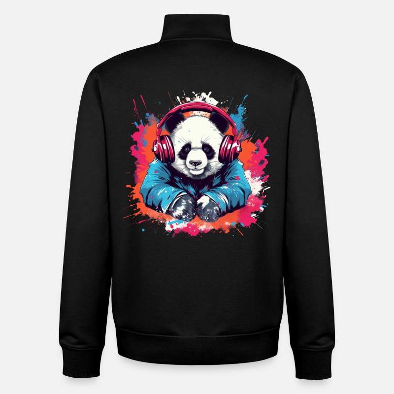 Panda: Dj - Sweat zippé unisexe en coton bio Stanley/Stella - noir