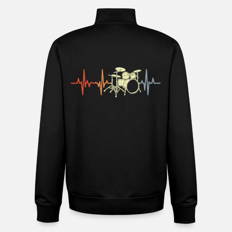 Drummer ECG Heart palpitations - Unisex Organic Zip Sweatshirt by Stanley/Stella - black