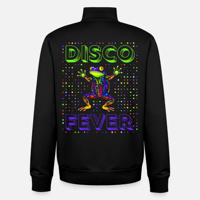Frog Disco Fever - Sweat zippé unisexe en coton bio Stanley/Stella - noir