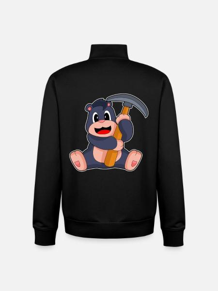 Mole Miner Pickaxe Mining - Unisex Organic Zip Sweatshirt by Stanley/Stella - black