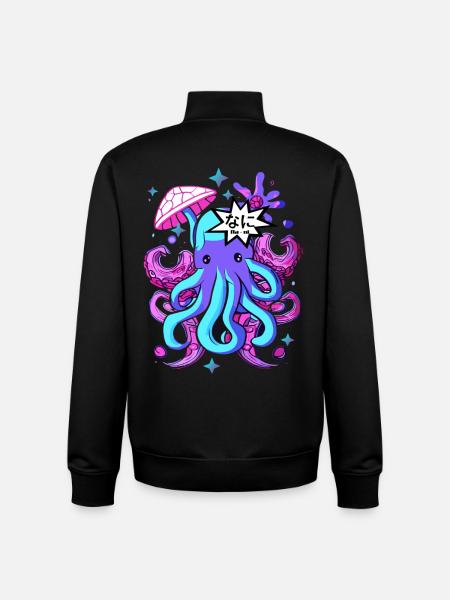 kawaii octopus otaku octopus squid - Unisex Organic Zip Sweatshirt by Stanley/Stella - black