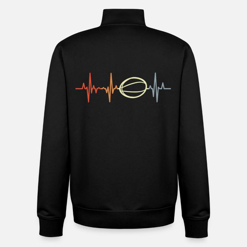 Ligne de cœur du rugby - Sweat zippé unisexe en coton bio Stanley/Stella - noir