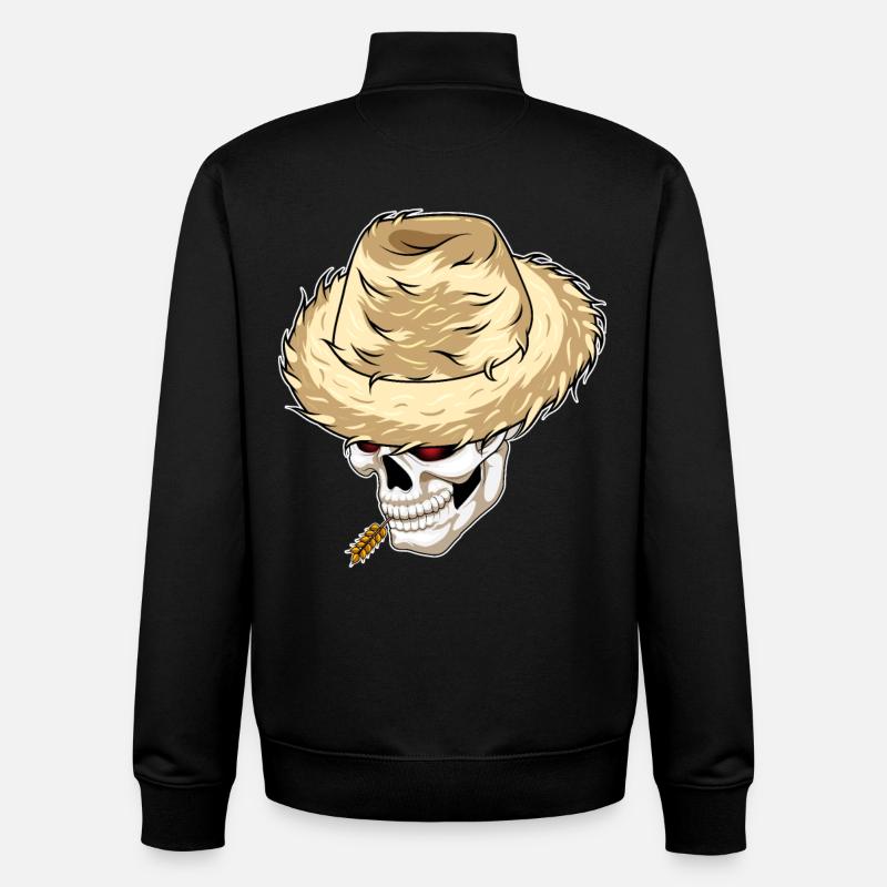 Ferme de blé Skull Farmer - Sweat zippé unisexe en coton bio Stanley/Stella - noir
