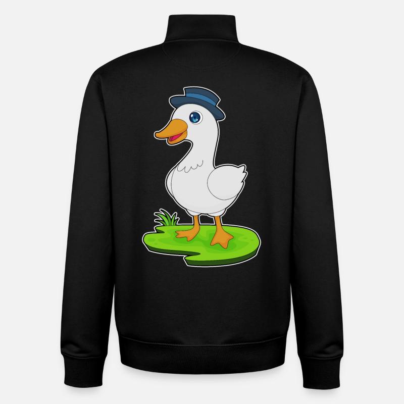 Chapeau de gentleman canard - Sweat zippé unisexe en coton bio Stanley/Stella - noir