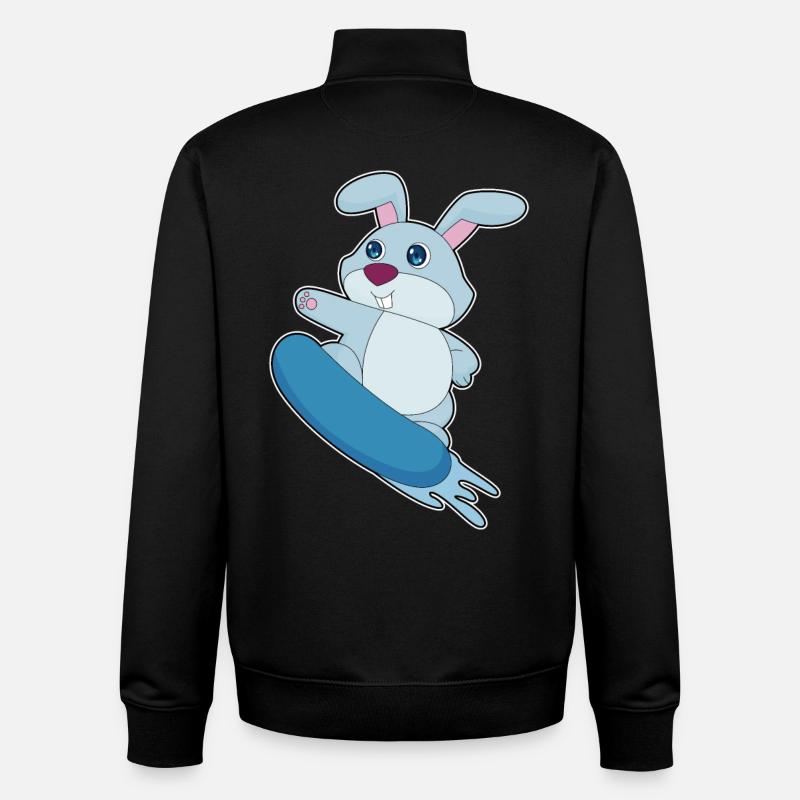 Hase Snowboarder Snowboard - Unisex Organic Zip Sweatshirt von Stanley/Stella - Schwarz