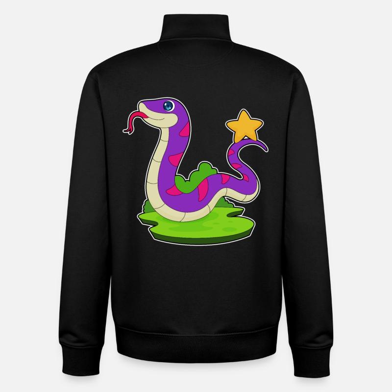 Étoile du serpent - Sweat zippé unisexe en coton bio Stanley/Stella - noir