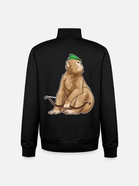Affe Bogenschütze Bogen - Unisex Organic Zip Sweatshirt von Stanley/Stella - Schwarz