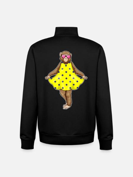 Monkey Polka Dots Dress - Unisex Organic Zip Sweatshirt by Stanley/Stella - black