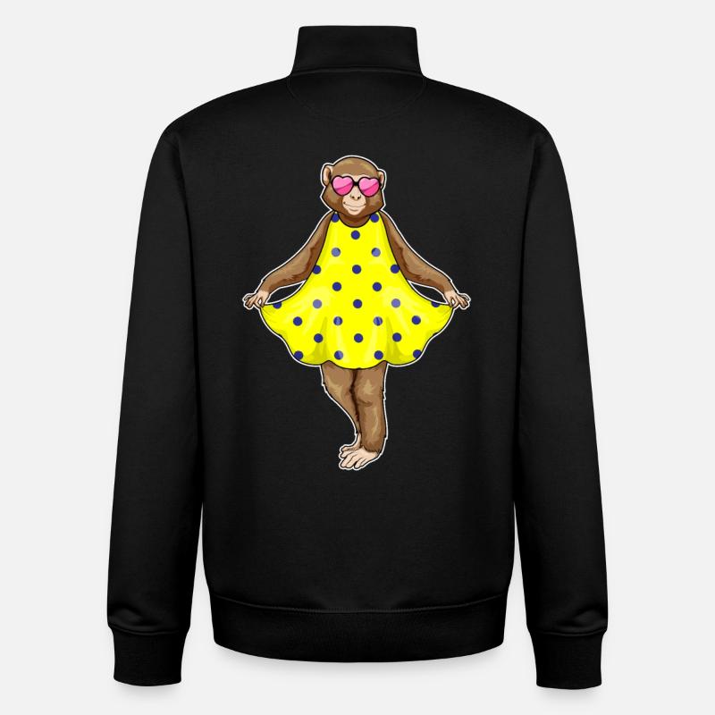 Affe Polka Dots Kleid - Unisex Organic Zip Sweatshirt von Stanley/Stella - Schwarz
