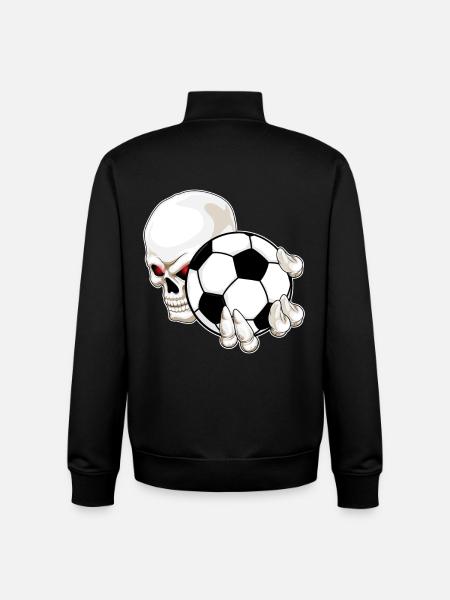 Skull Soccer Player Soccer - Unisex Organic Zip Sweatshirt by Stanley/Stella - black