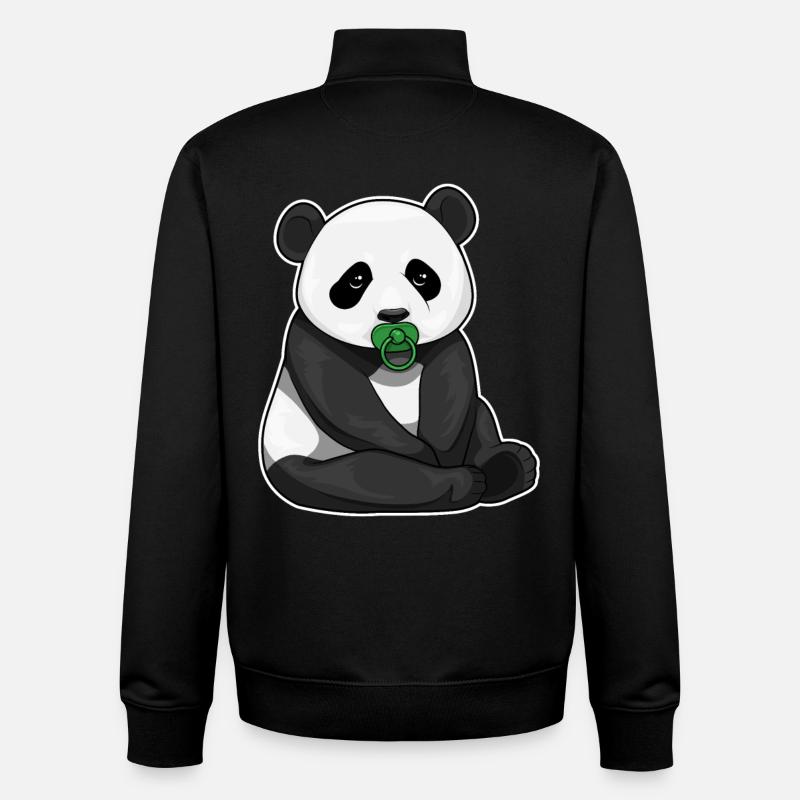 Sucette panda - Sweat zippé unisexe en coton bio Stanley/Stella - noir