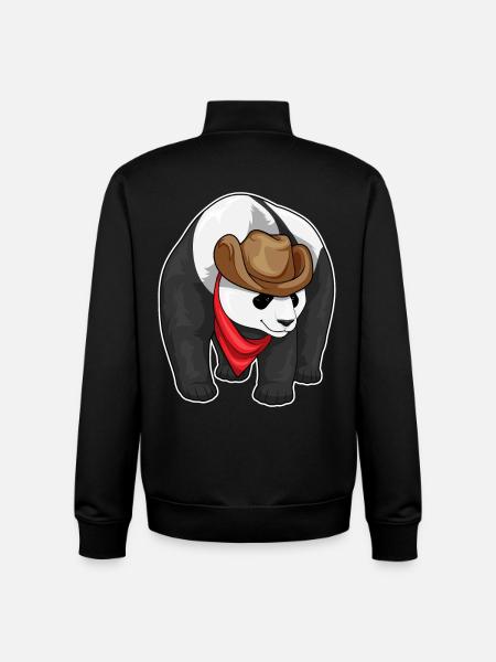 Panda Cowboy Cowboy Hat - Unisex Organic Zip Sweatshirt by Stanley/Stella - black