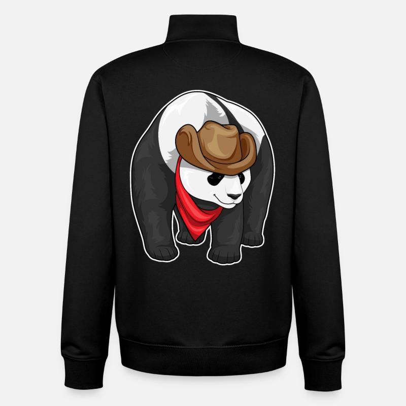 Panda Cowboy Cowboy Chapeau - Sweat zippé unisexe en coton bio Stanley/Stella - noir