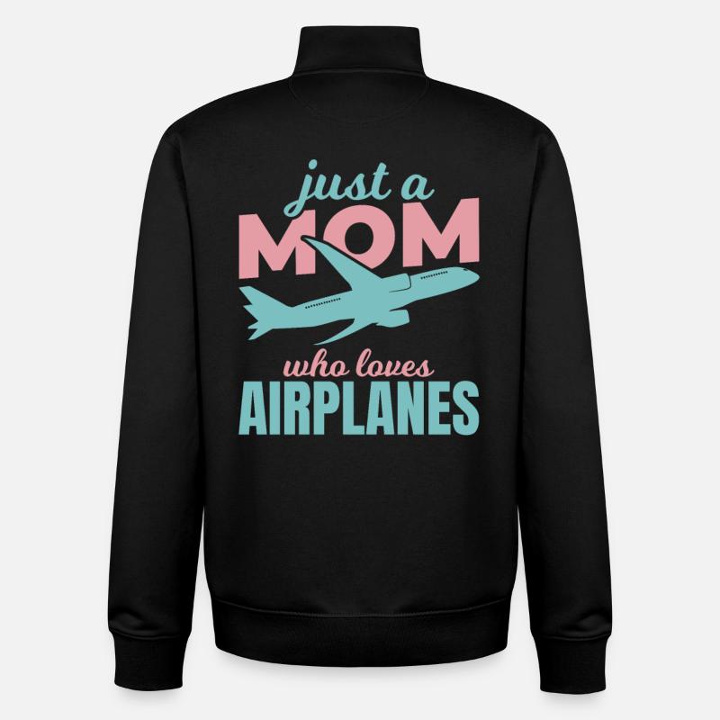 Maman amoureuse de l’avion - Sweat zippé unisexe en coton bio Stanley/Stella - noir
