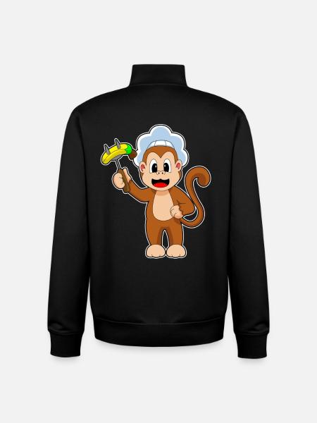 Affe Koch Fleischgabel Kochen - Unisex Organic Zip Sweatshirt von Stanley/Stella - Schwarz