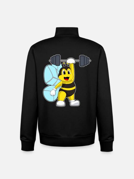 Bee Bodybuilder Barbell Bodybuilding - Unisex Organic Zip Sweatshirt by Stanley/Stella - black