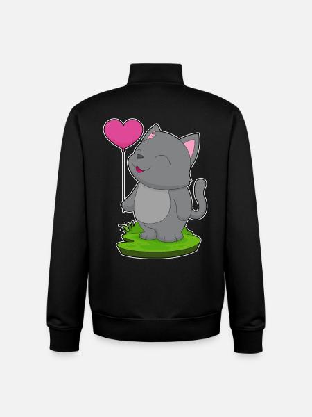 Ballon Chat - Sweat zippé unisexe en coton bio Stanley/Stella - noir