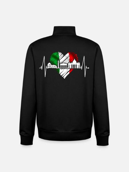 Rzym Koloseum Heartbeat Roma Skyline Rzym Włochy - Bluza unisex rozpinana z bawełny organicznej Stanley/Stella - czarny