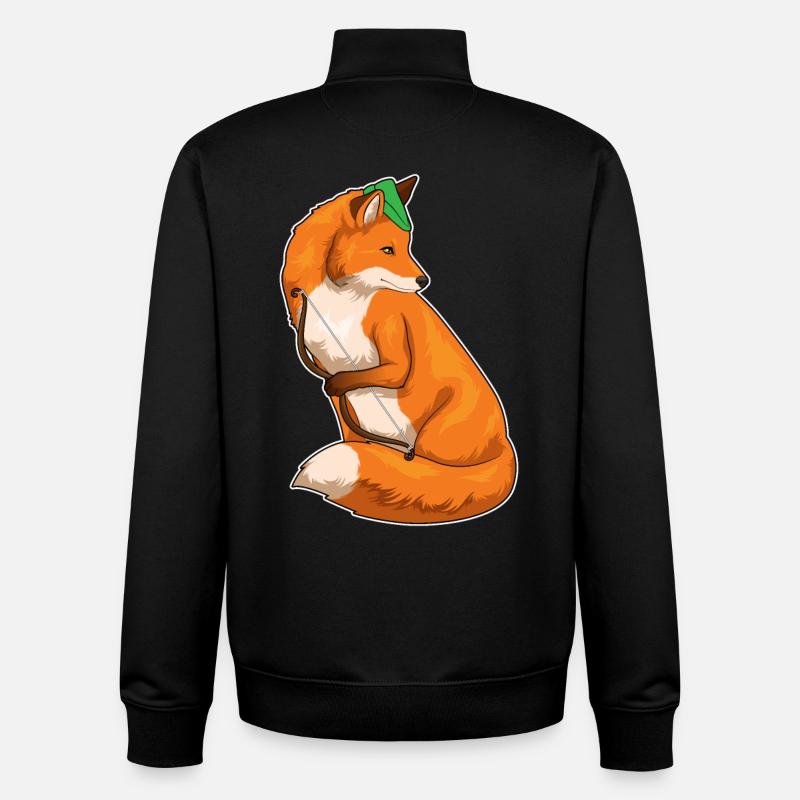 Fox Archer Bow - Unisex Organic Zip Sweatshirt by Stanley/Stella - black