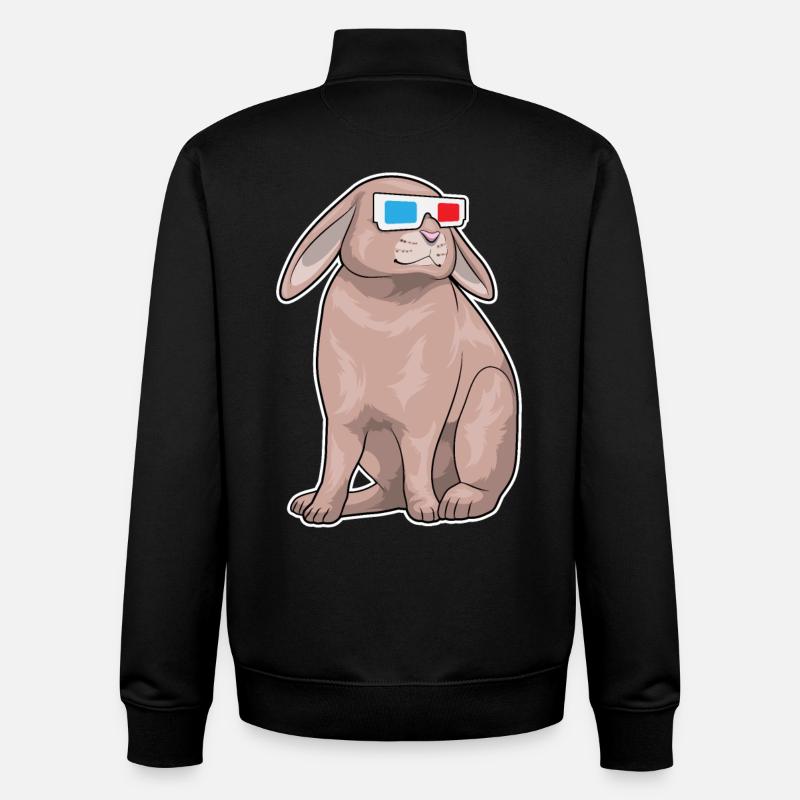 Rabbit Glasses - Unisex Organic Zip Sweatshirt by Stanley/Stella - black