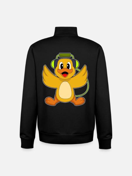 Duck Headphones Music - Unisex Organic Zip Sweatshirt by Stanley/Stella - black