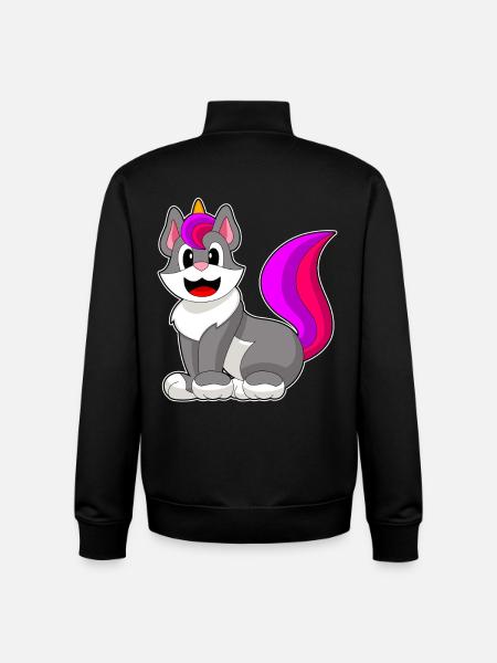 Katze Einhorn - Unisex Organic Zip Sweatshirt von Stanley/Stella - Schwarz