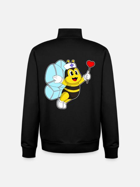 Bee Nurse Heart - Unisex Organic Zip Sweatshirt by Stanley/Stella - black